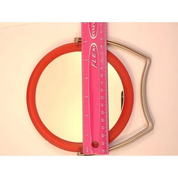 Cosmetic Mirror swivel style Red Plastic and Metal Stand Retro - Picture 13 of 16
